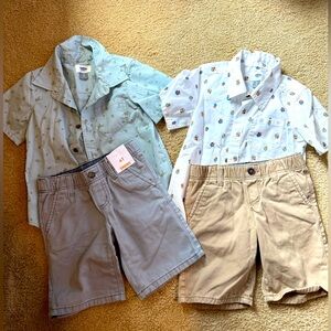 2 old navy button downs & 2 pair gymboree shorts